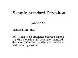 Sample Standard Deviaiton