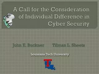 A Call for the Consideration of Individual Difference in Cyber Security