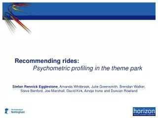Recommending rides: Psychometric profiling in the theme park