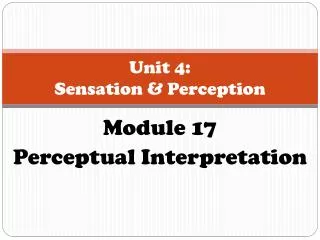 Unit 4: Sensation &amp; Perception