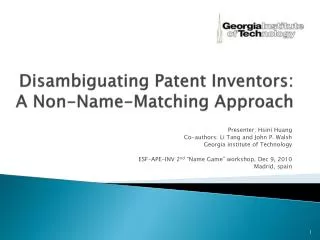 Disambiguating Patent Inventors: A Non-Name-Matching Approach