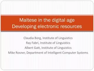 Maltese in the digital age Developing electronic resources