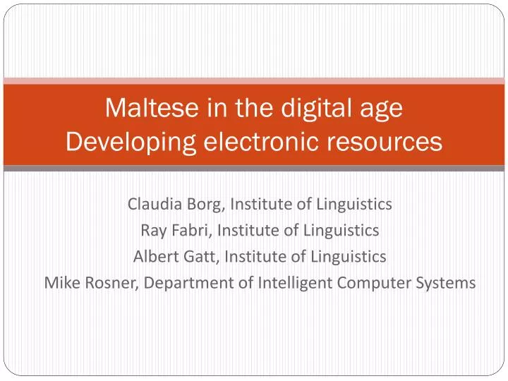 maltese in the digital age developing electronic resources