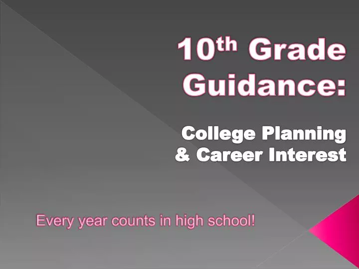 10 th grade guidance college planning career interest