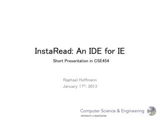 InstaRead : An IDE for IE