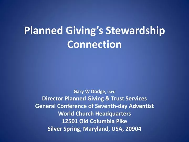 planned giving s stewardship connection