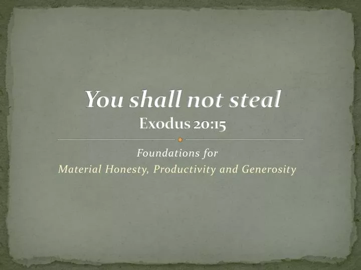 you shall not steal exodus 20 15