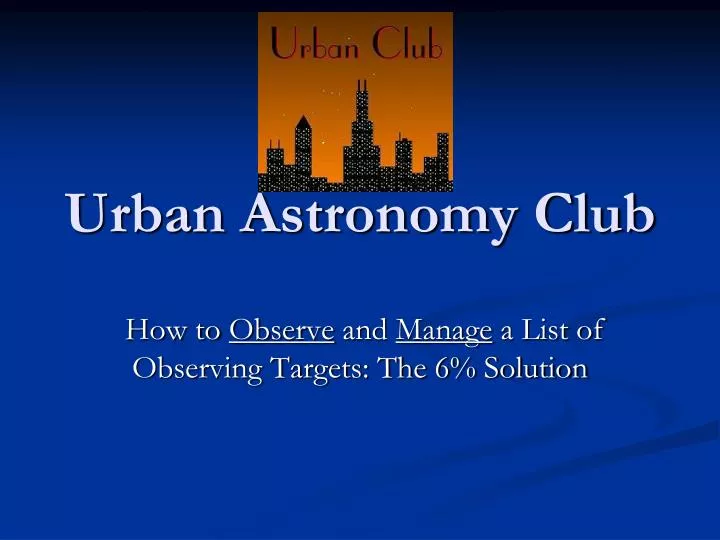 urban astronomy club
