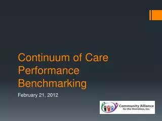 Continuum of Care Performance Benchmarking