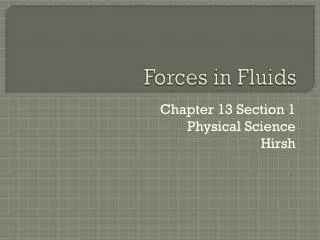 Forces in Fluids