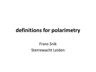 definitions for polarimetry