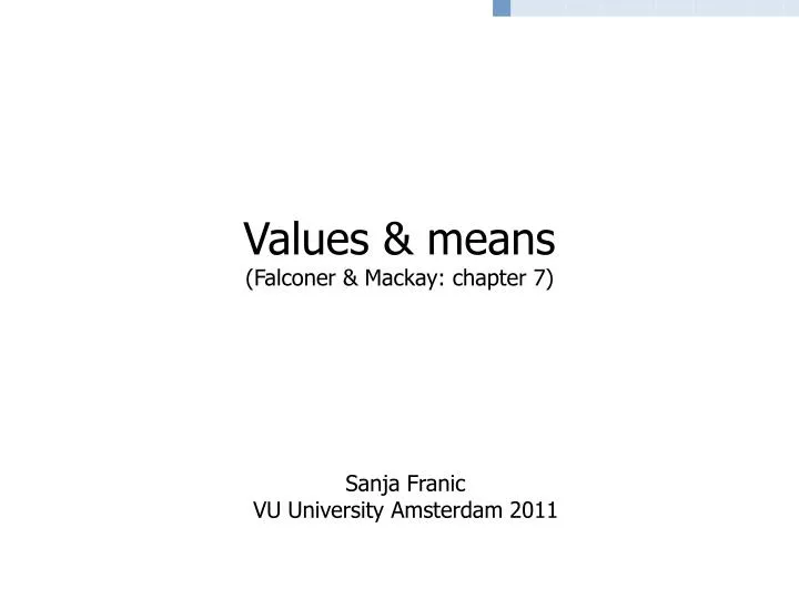 values means falconer mackay chapter 7