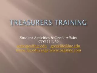 Treasurers training