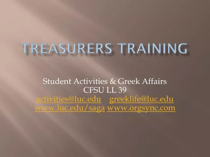 treasurers training