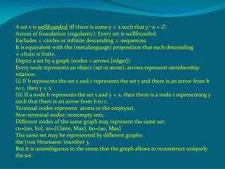 A set x is wellfounded iff there is some y ? x such that y?x = ?.