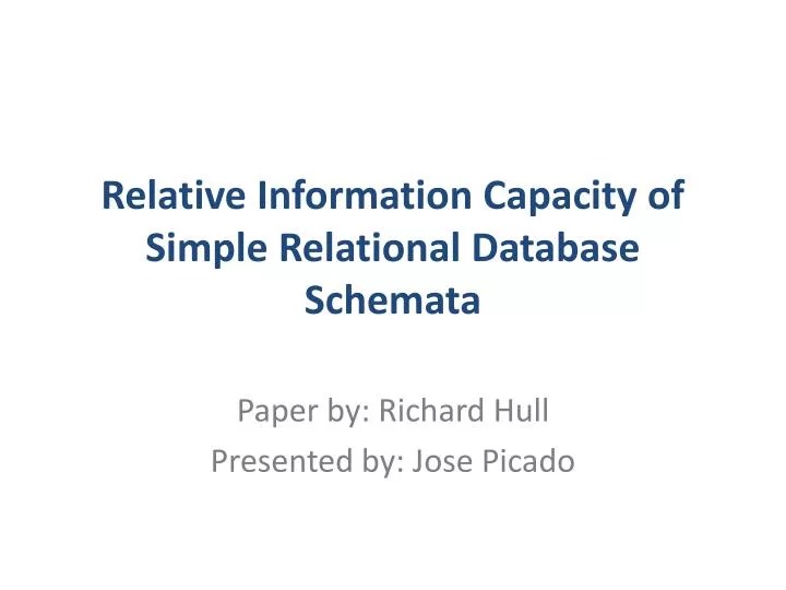 relative information capacity of simple relational database schemata