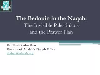 The Bedouin in the Naqab : The Invisible Palestinians and the Prawer Plan