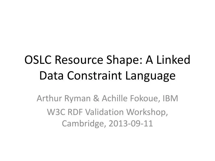 oslc resource shape a linked data constraint language