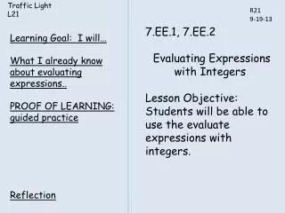 7.EE.1, 7.EE.2 Evaluating Expressions with Integers