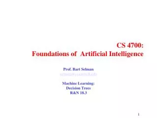 CS 4700: Foundations of Artificial Intelligence