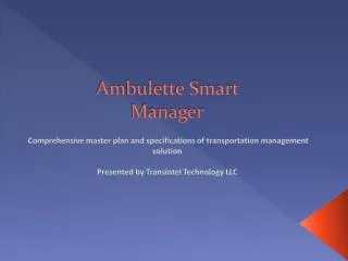 Ambulette Smart Manager