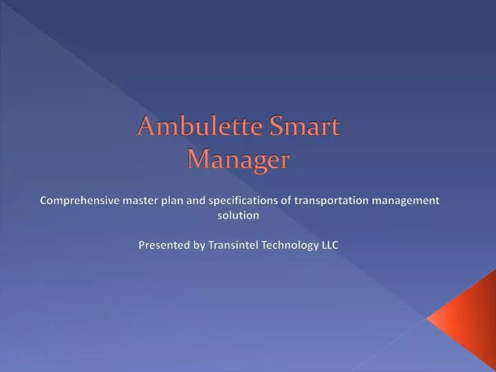 ambulette smart manager