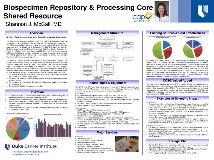 biospecimen repository processing core shared resource