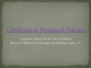 Certificate in Personnel Practice