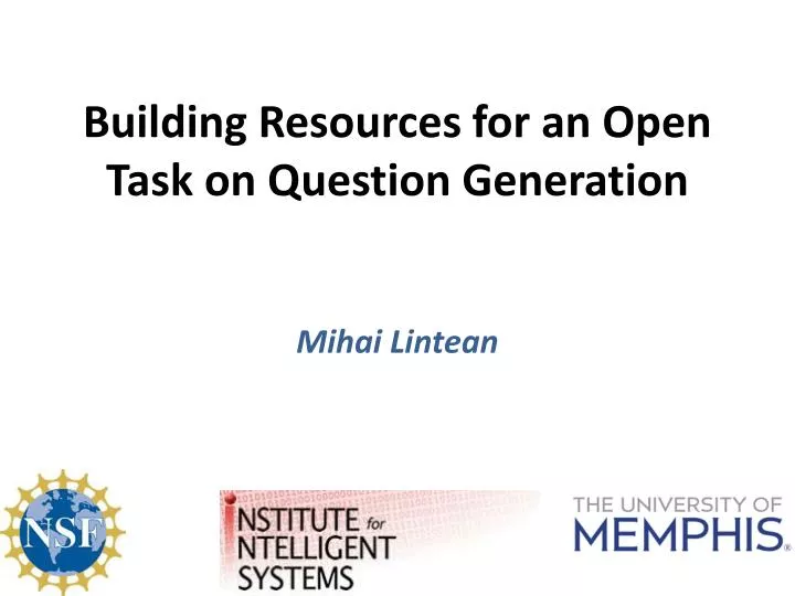 building resources for an open task on question generation
