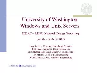University of Washington Windows and Unix Servers