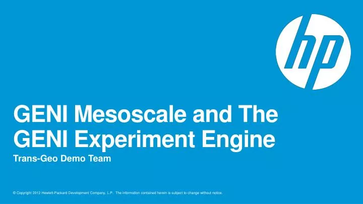 geni mesoscale and the geni experiment engine