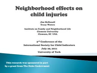 Neighborhood effects on child injuries