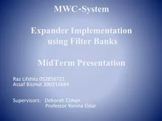 MWC-System Expander Implementation using Filter Banks MidTerm Presentation