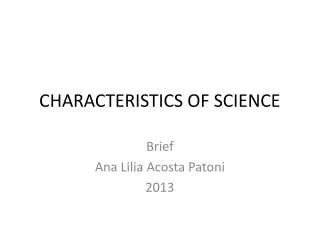 CHARACTERISTICS OF SCIENCE