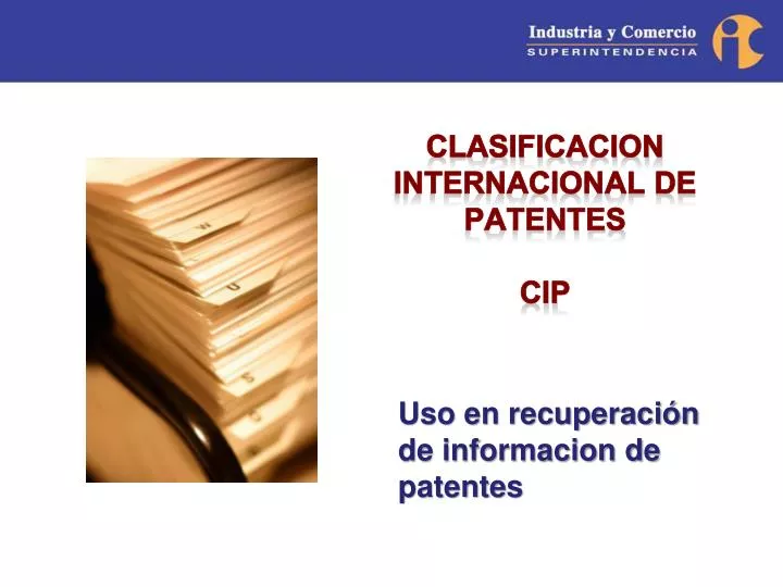 clasificacion internacional de patentes cip