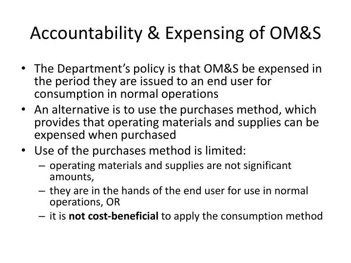 accountability expensing of om s