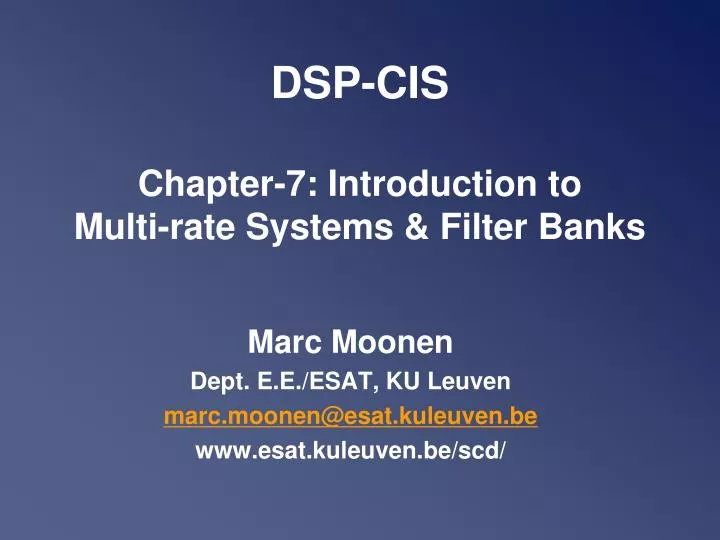 dsp cis chapter 7 introduction to multi rate systems filter banks