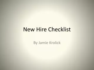 New Hire Checklist
