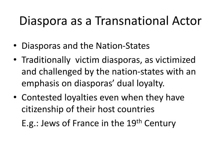 diaspora as a transnational actor
