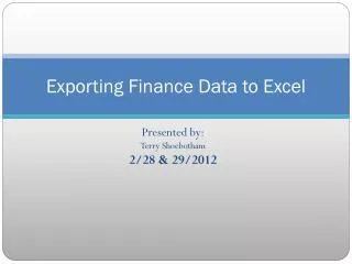 Exporting Finance Data to Excel