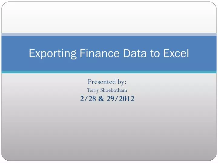 exporting finance data to excel