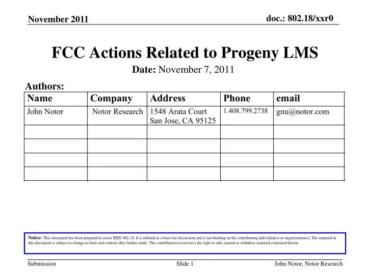 fcc actions related to progeny lms