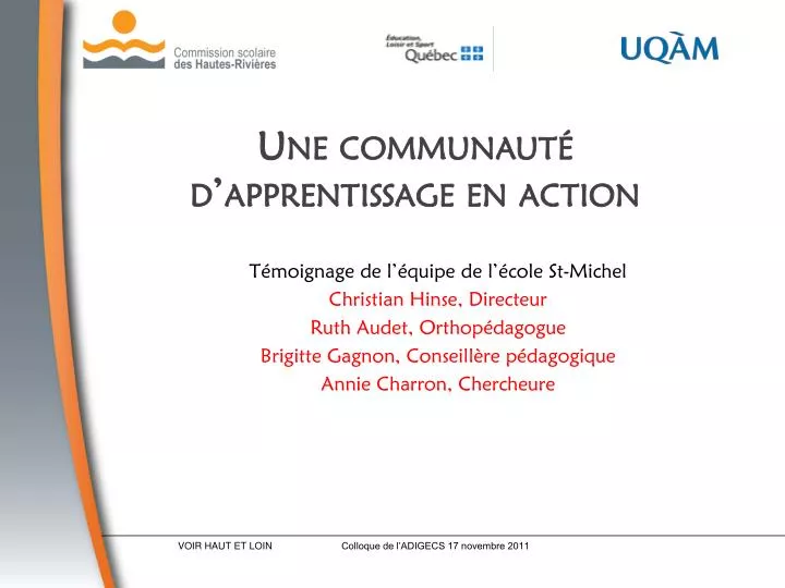 une communaut d apprentissage en action