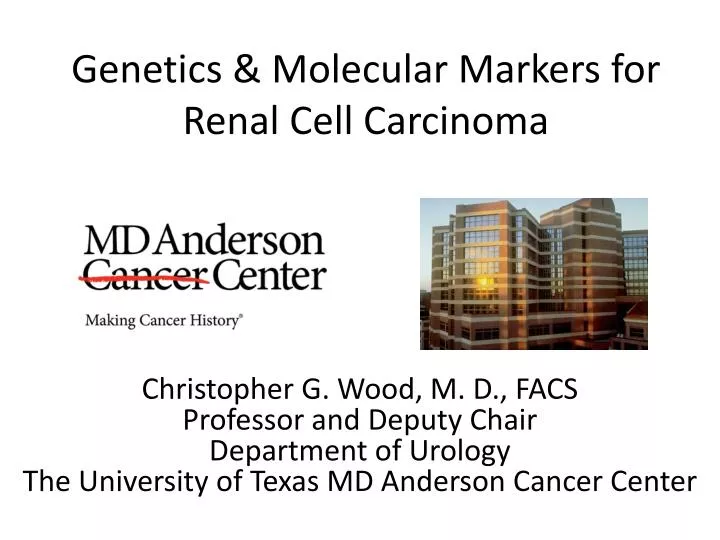 genetics molecular markers for renal cell carcinoma