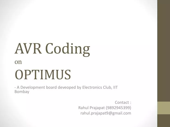 avr coding on optimus