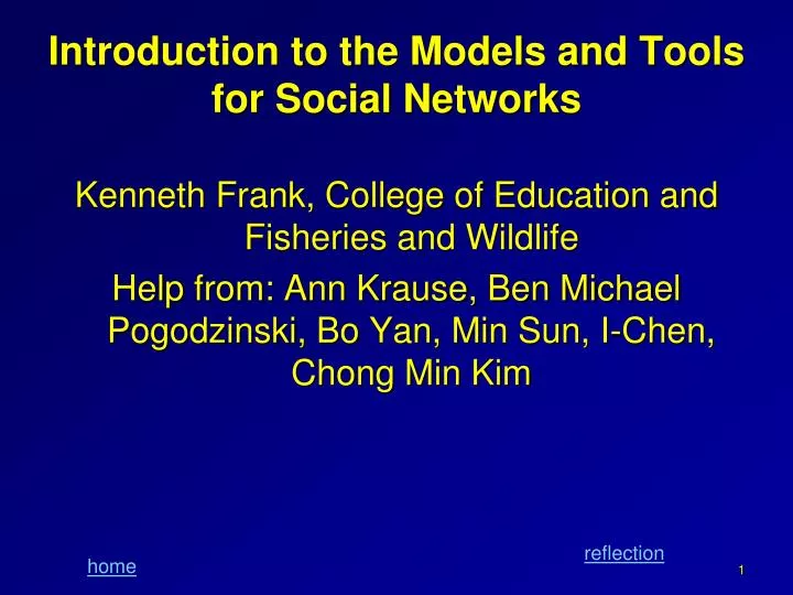 introduction to the models and tools for social networks