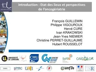 introduction etat des lieux et perspectives de l oncog riatrie