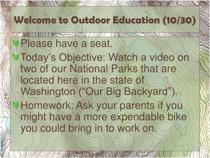 welcome to outdoor education 10 30
