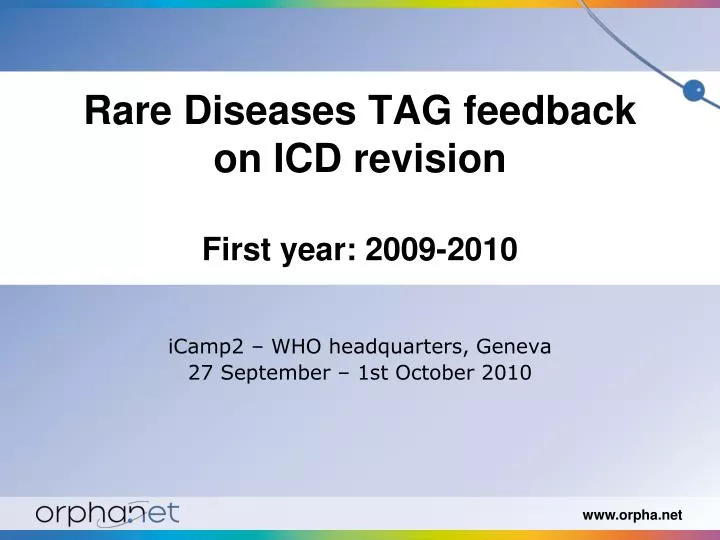 rare diseases tag feedback on icd revision first year 2009 2010