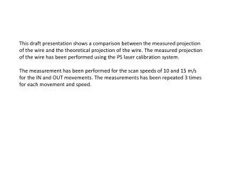 This draft presentation shows a comparison between the measured projection